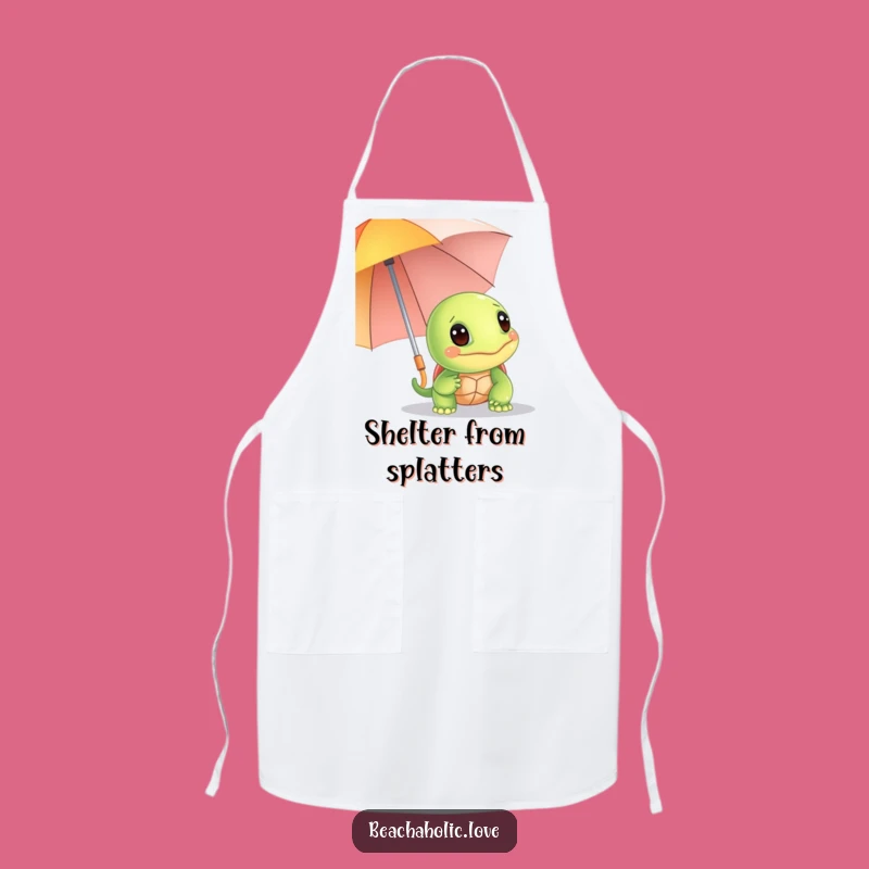 Funny Turtle Apron: Chef Turtle Behind Umbrella, Kitchen Fun, Perfect Funny Gift
