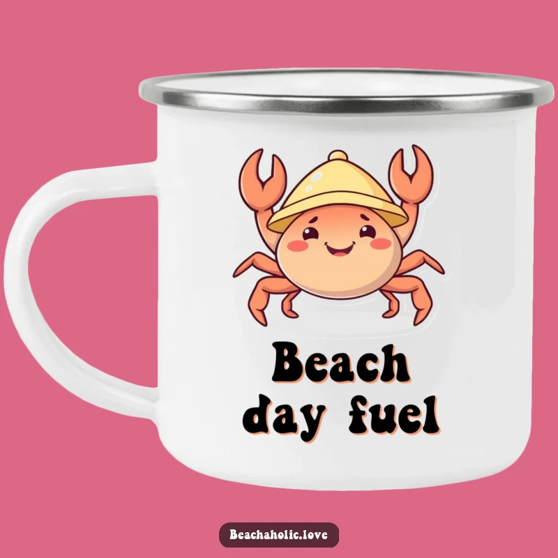 Funny Crab Camping Mug: Durable Crab in Sunhat, Beach Fun, Essential Funny Gift