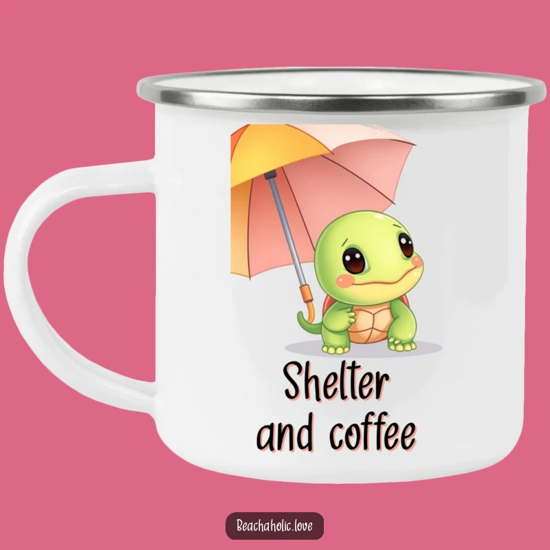 Funny Turtle Camping Mug: Durable Turtle with Umbrella, Outdoor Fun, Essential Funny Gift