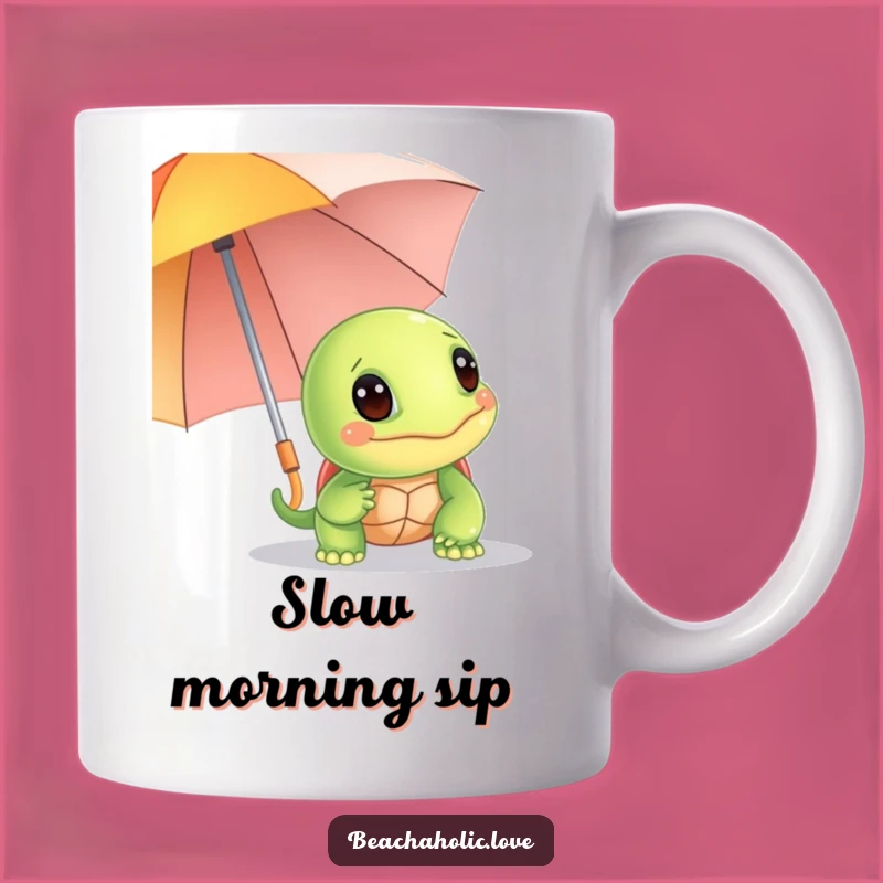 Funny Turtle Mug: Giggling Turtle Behind Umbrella, Beach Fun, Perfect Funny Gift