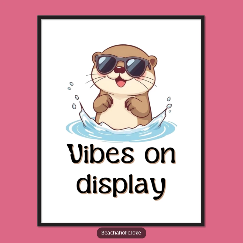 Funny Otter Digital Print: Otter with Sunglasses, Splash Art, Instant Funny Gift Download