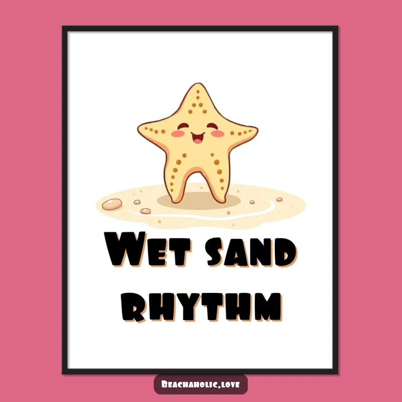 Funny Starfish Digital Print: Starfish Dancing, Beach Art, Instant Funny Gift Download
