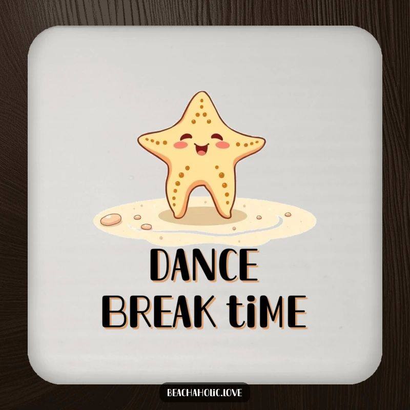Funny starfish coaster: a playful starfish dances on wet sand, protecting surfaces with style, a charming funny gift.