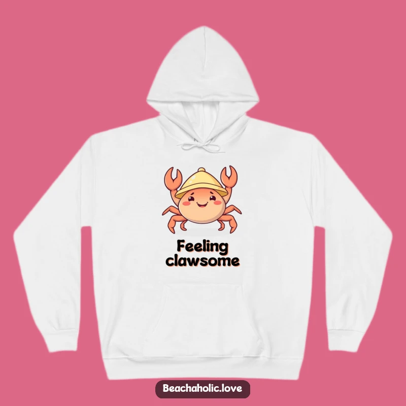 Funny Crab Hoodie: Cozy Crab in Sunhat, Joyful Claws, Ultimate Funny Gift