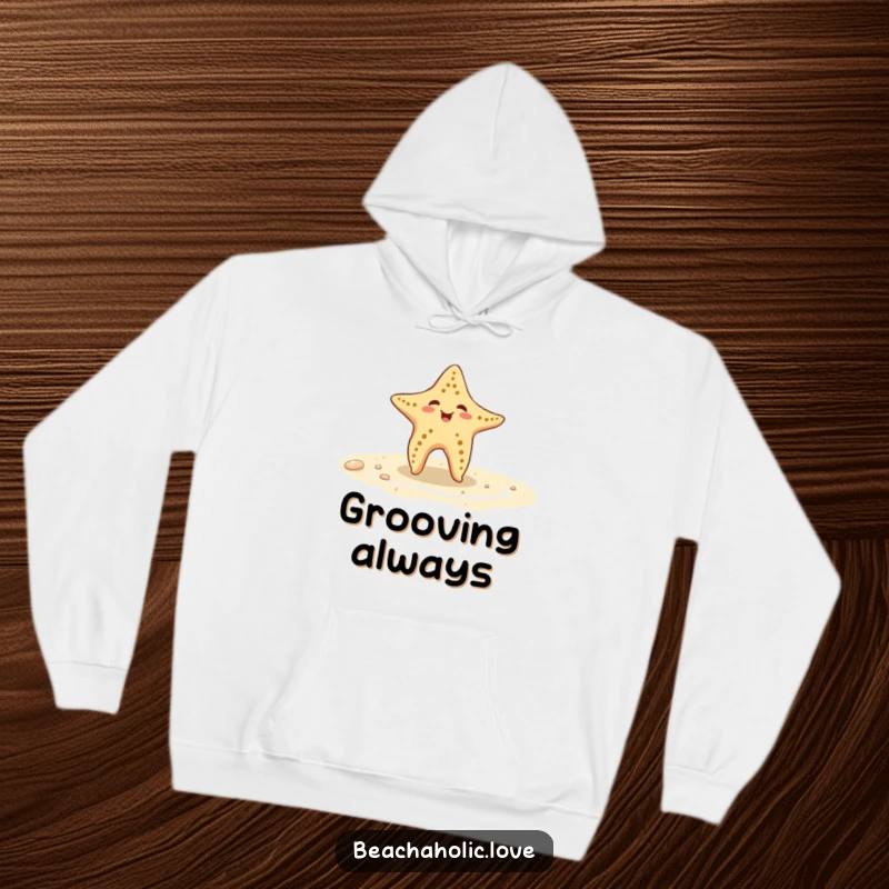Funny starfish hoodie: a playful starfish dances on wet sand, cozy and fun, a great funny gift.