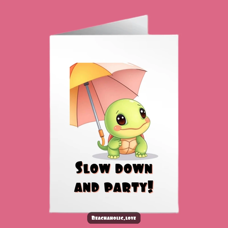 Free Printable Birthday Card: Turtle Umbrella - Funny Sunny Day Download