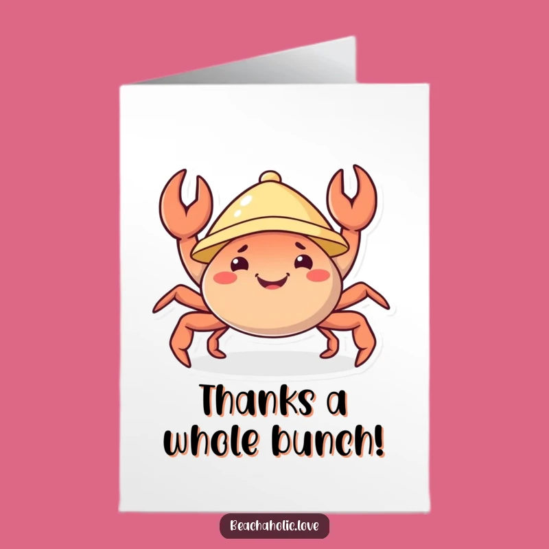 Free Printable Thank You Card: Happy Crab Sunhat - Grateful Download