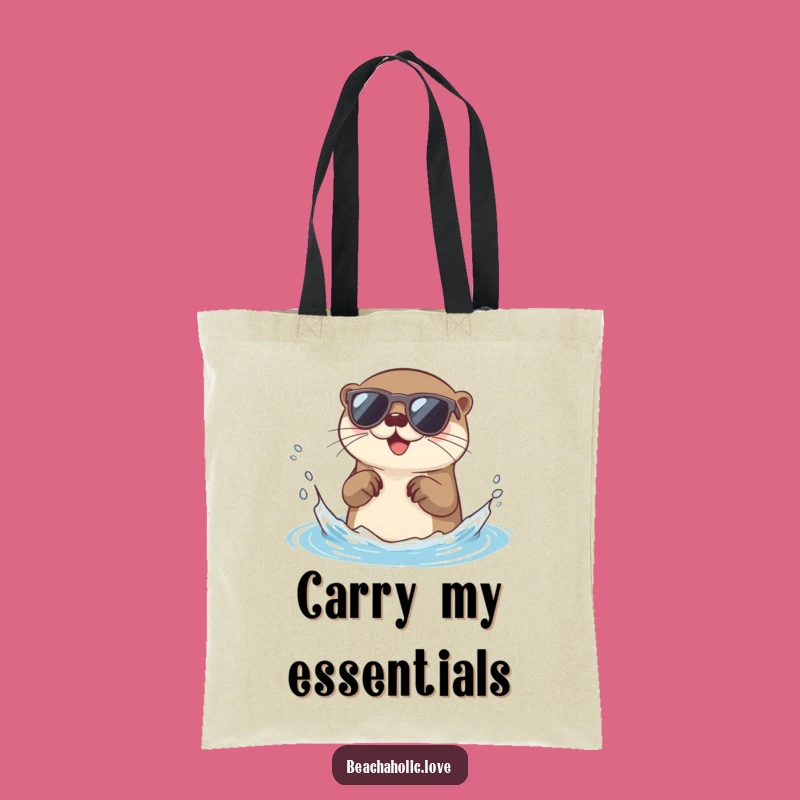 Funny Otter Tote Bag: Chic Otter with Sunglasses, Splash Design, Great Funny Gift Idea