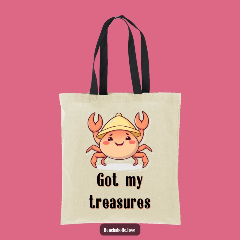 Funny Crab Tote Bag: Chic Crab with Sunhat, Beach Vibes, Great Funny Gift Idea